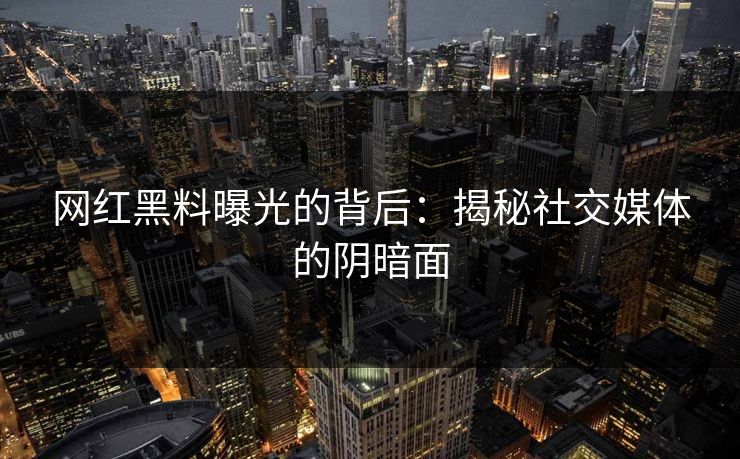 网红黑料曝光的背后:揭秘社交媒体的阴暗面 第1张 网红黑料曝光的背后:揭秘社交媒体的阴暗面 第1张