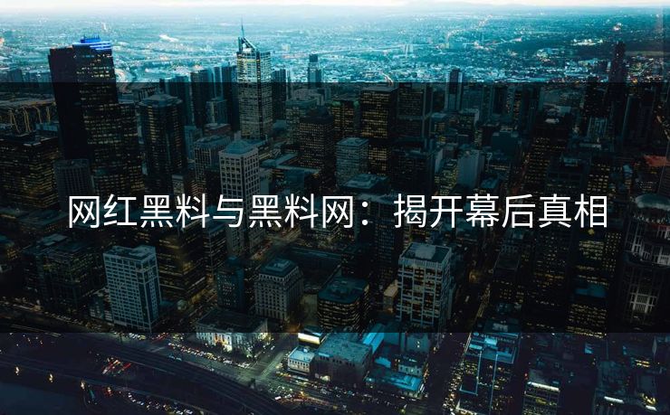 网红黑料与黑料网：揭开幕后真相  第1张