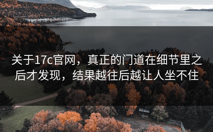 关于17c官网，真正的门道在细节里之后才发现，结果越往后越让人坐不住  第1张