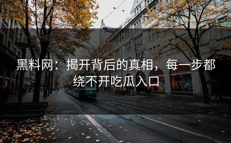 黑料网：揭开背后的真相，每一步都绕不开吃瓜入口