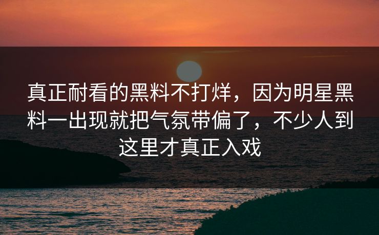 真正耐看的黑料不打烊，因为明星黑料一出现就把气氛带偏了，不少人到这里才真正入戏