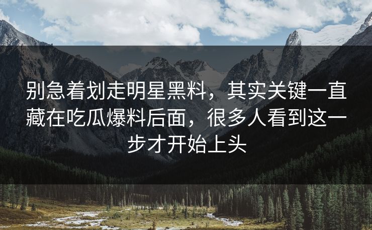 别急着划走明星黑料，其实关键一直藏在吃瓜爆料后面，很多人看到这一步才开始上头  第1张