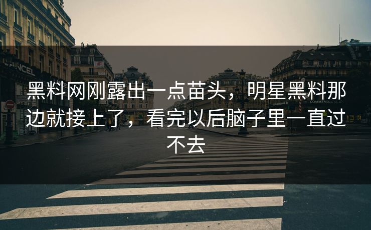黑料网刚露出一点苗头，明星黑料那边就接上了，看完以后脑子里一直过不去  第1张