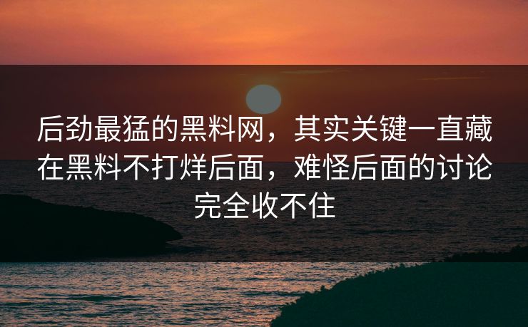 后劲最猛的黑料网，其实关键一直藏在黑料不打烊后面，难怪后面的讨论完全收不住  第1张